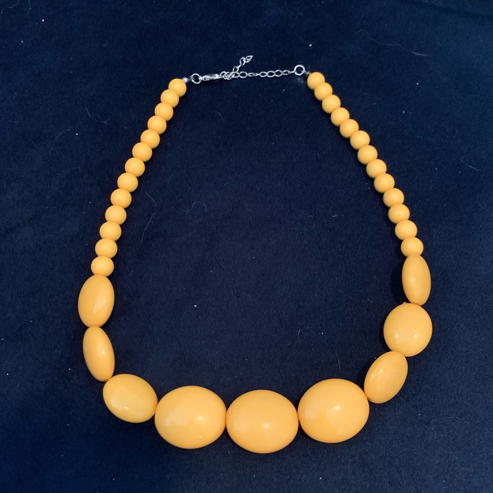 Yellow large bead statement necklace